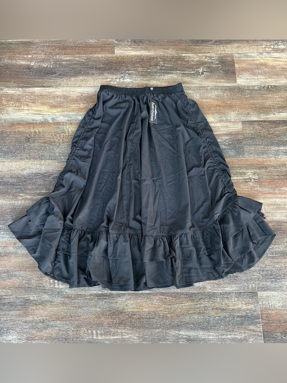 Scarlett Darkness Black Ruffled Ruched Side Maxi Skirt Size XL